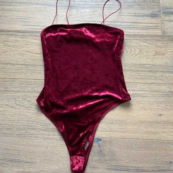 Garage Red Velvet Bodysuit - Picture 1 of 2